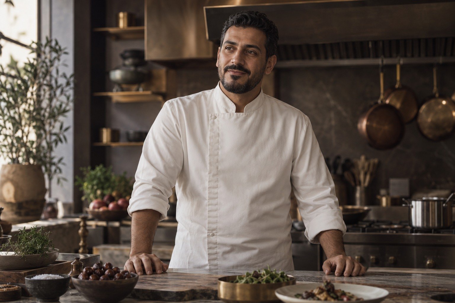 Portrait and lighting reference · fictional chef